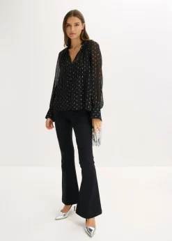 bonprix bonprix Blusa transparente negro/plata topos New