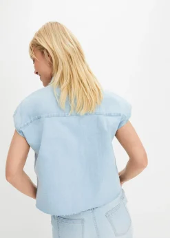 bonprix bonprix Blusa vaquera boxy, corta denim hielo usado Sale