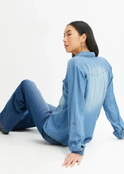 bonprix bonprix Blusa vaquera con cierres a presión azul provenzal