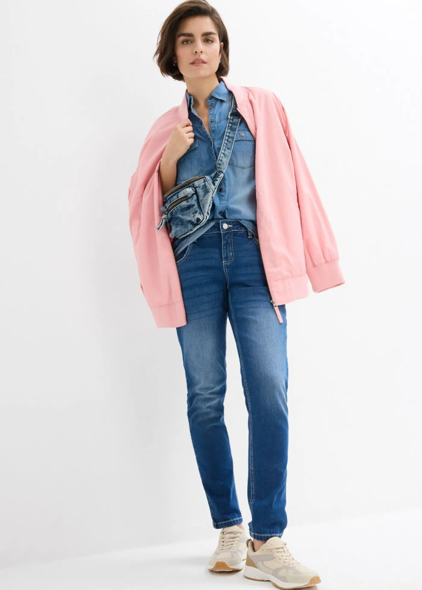 bonprix bonprix Blusa vaquera con cierres a presión azul provenzal