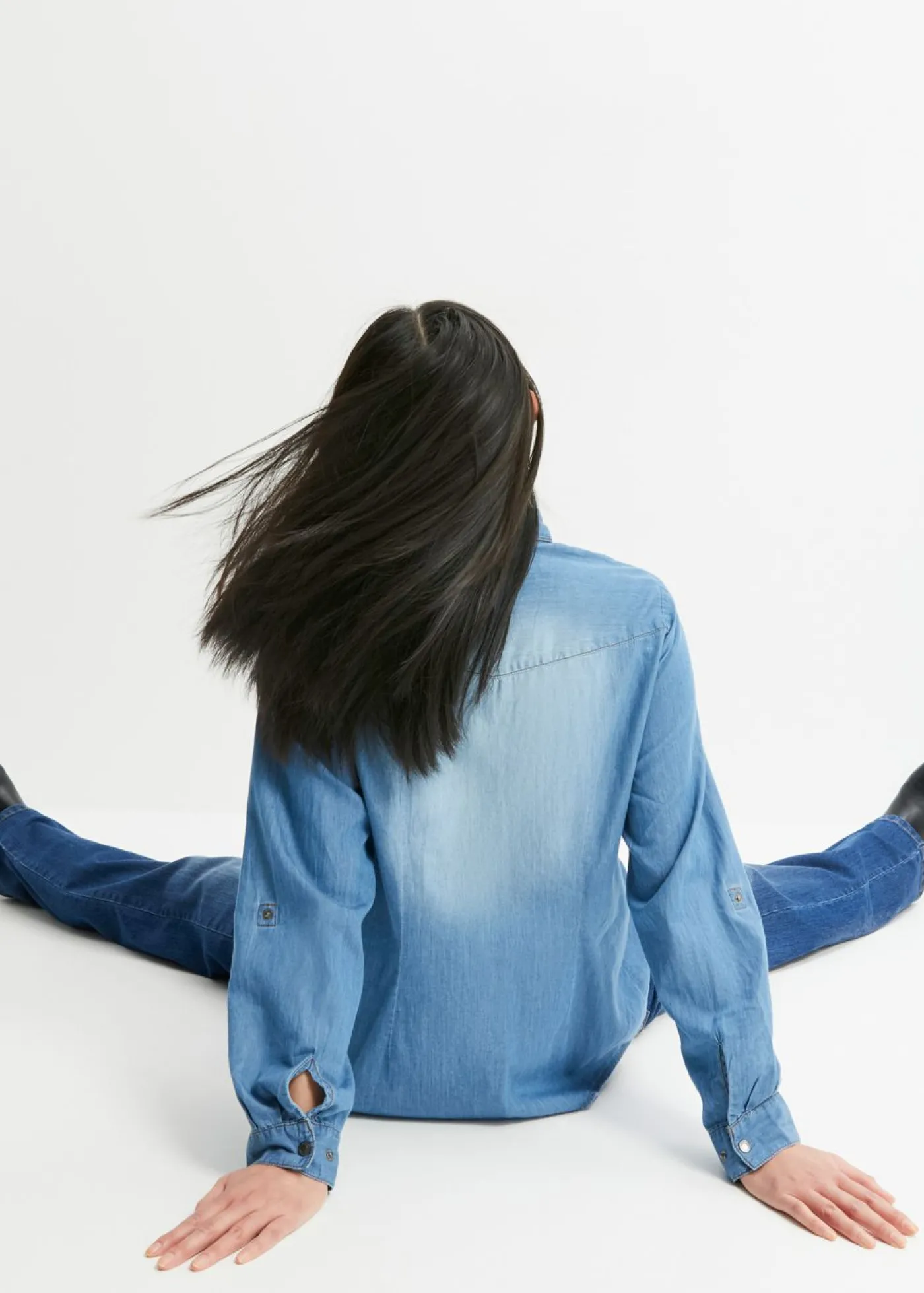 bonprix bonprix Blusa vaquera con cierres a presión azul provenzal