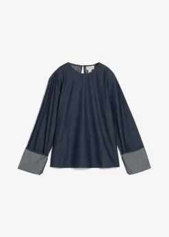 bonprix bonprix Blusa vaquera con mangas anchas Azul oscuro denim Sale