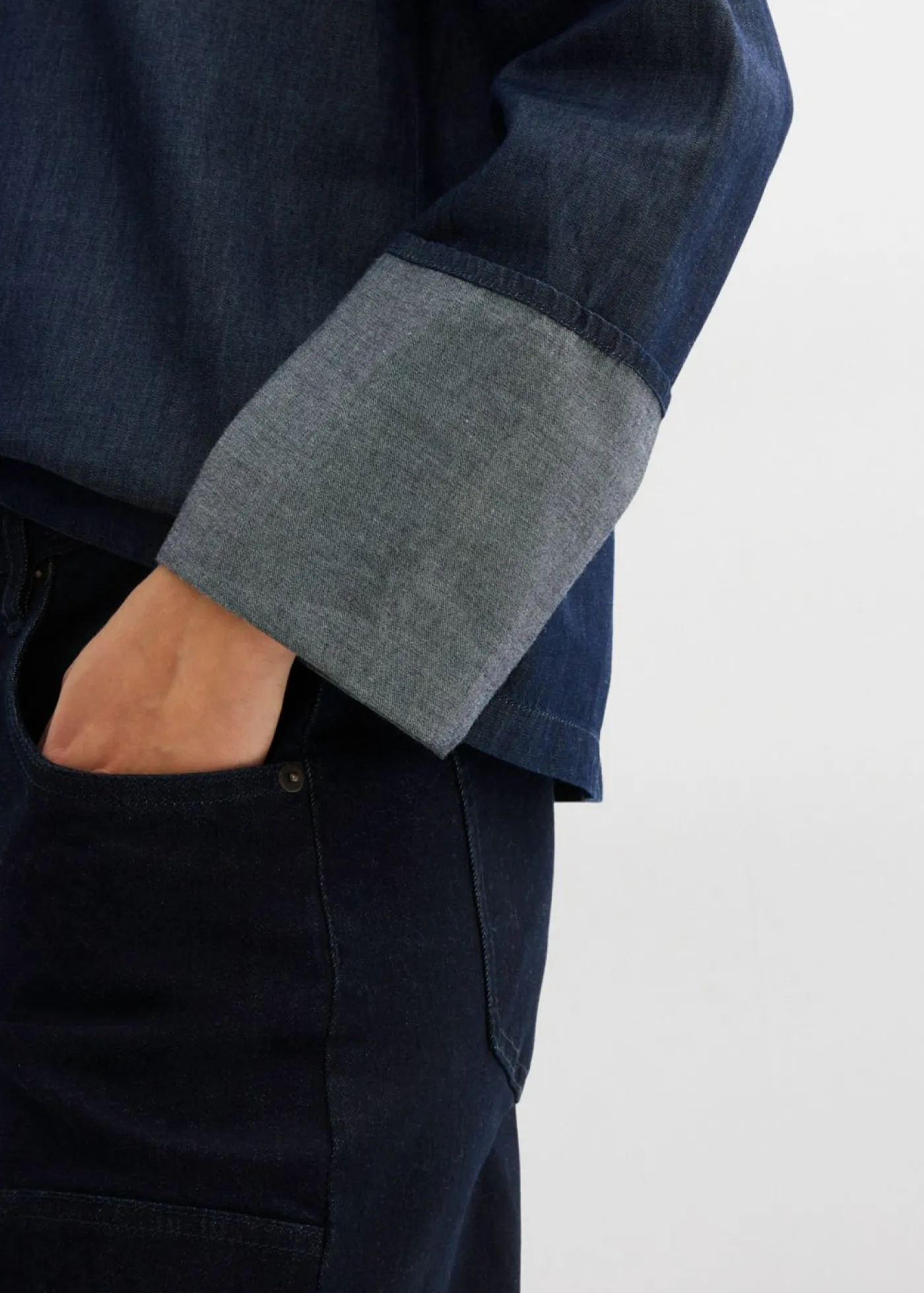bonprix bonprix Blusa vaquera con mangas anchas Azul oscuro denim Sale