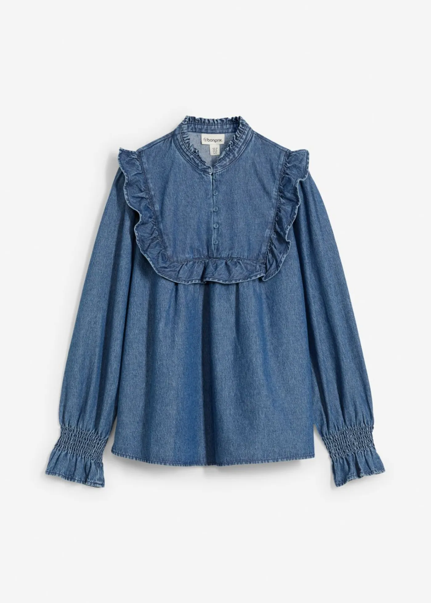 bonprix bonprix Blusa vaquera con volantes Azul piedra usado