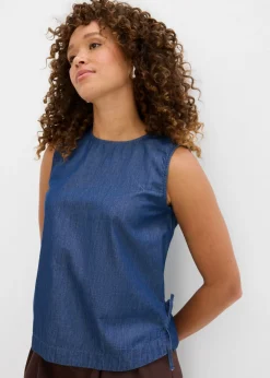 bonprix bonprix Blusa vaquera de algodón orgánico Azul piedra