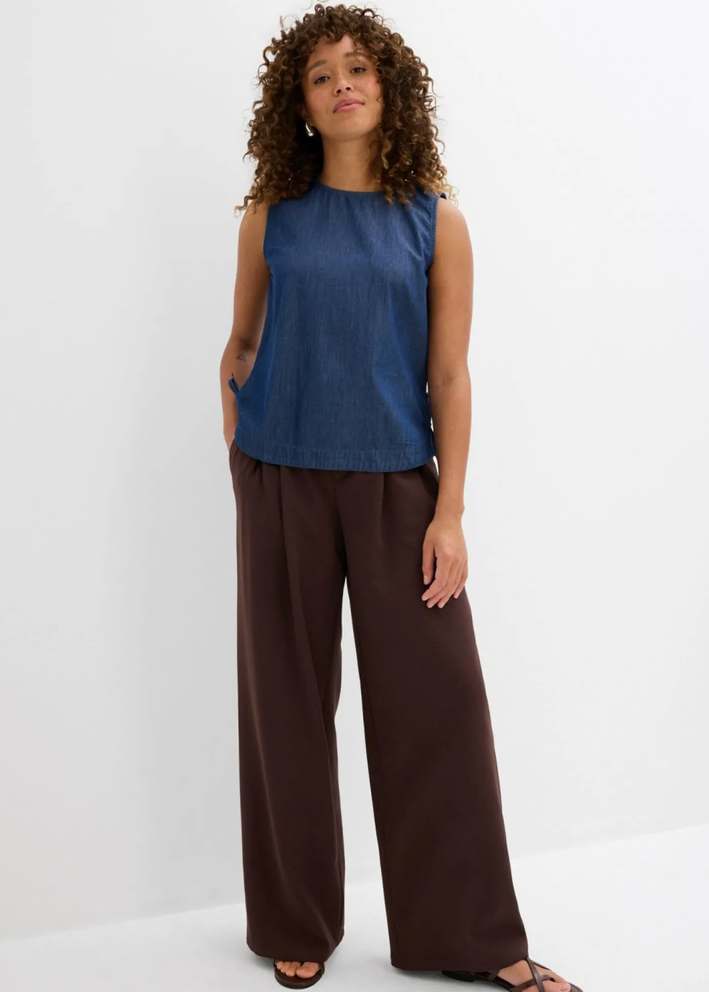 bonprix bonprix Blusa vaquera de algodón orgánico Azul piedra