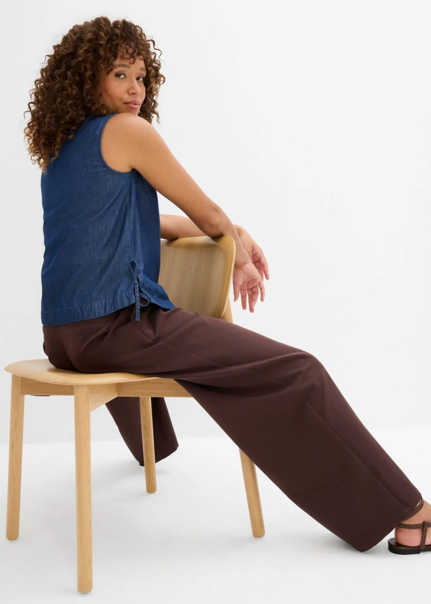 bonprix bonprix Blusa vaquera de algodón orgánico Azul piedra