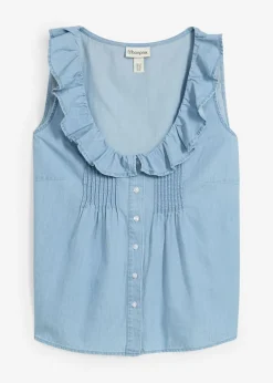 bonprix bonprix Blusa vaquera de algodón orgánico Denim claro Online