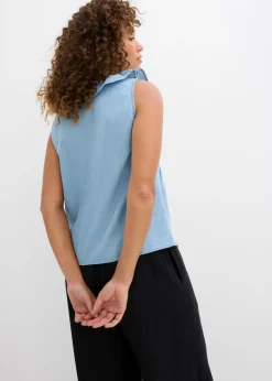 bonprix bonprix Blusa vaquera de algodón orgánico Denim claro Online