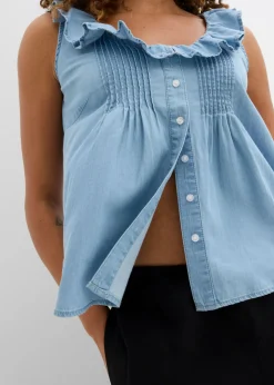 bonprix bonprix Blusa vaquera de algodón orgánico Denim claro Online