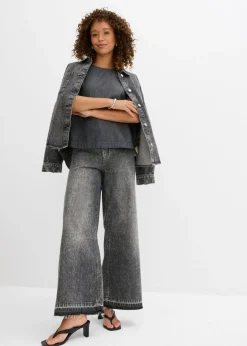 bonprix bonprix Blusa vaquera de algodón orgánico Negro denim Outlet