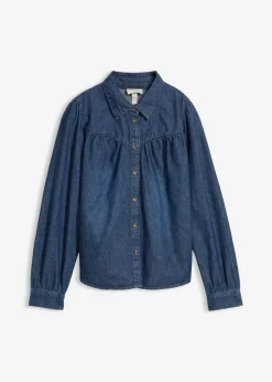 bonprix bonprix Blusa vaquera de algodón puro Azul piedra usado Clearance