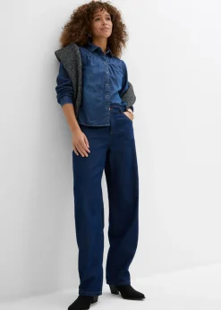 bonprix bonprix Blusa vaquera de algodón puro Azul piedra usado Clearance