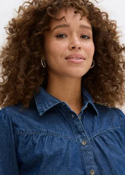 bonprix bonprix Blusa vaquera de algodón puro Azul piedra usado Clearance