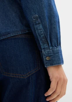 bonprix bonprix Blusa vaquera de algodón puro Azul piedra usado Clearance