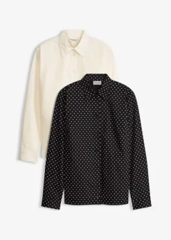 bonprix bonprix Blusas con algodón (2 unidades) blanco/negro topos Hot