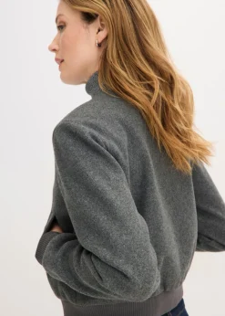 bonprix bonprix Blusón corto de buclé suave antracita moteado Sale