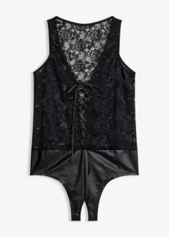 bonprix VENUS Body con abertura y aspecto mojado Negro