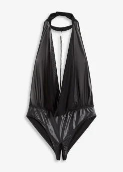 bonprix bonprix Body con abertura y efecto mojado Negro Sale