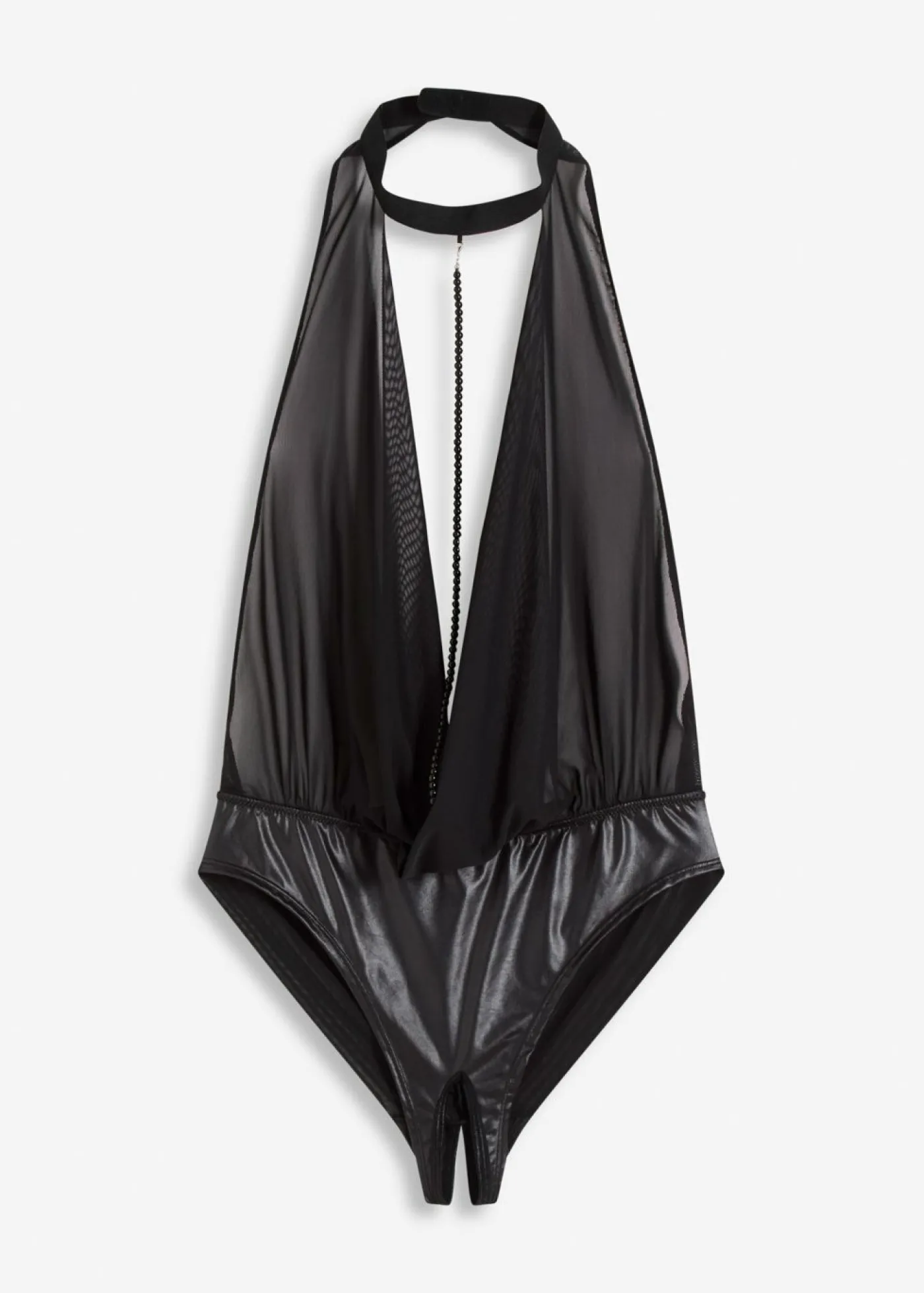 bonprix bonprix Body con abertura y efecto mojado Negro Sale
