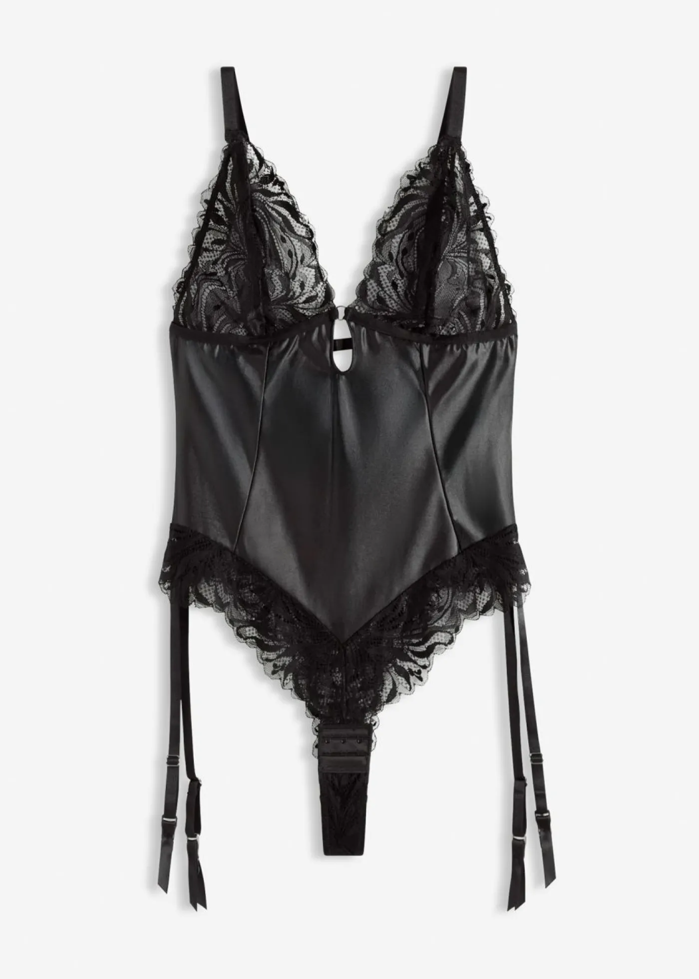 bonprix bonprix Body con efecto mojado y tirantes desmontables Negro Clearance