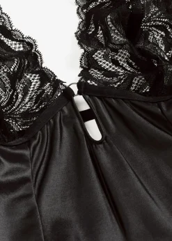 bonprix bonprix Body con efecto mojado y tirantes desmontables Negro Clearance