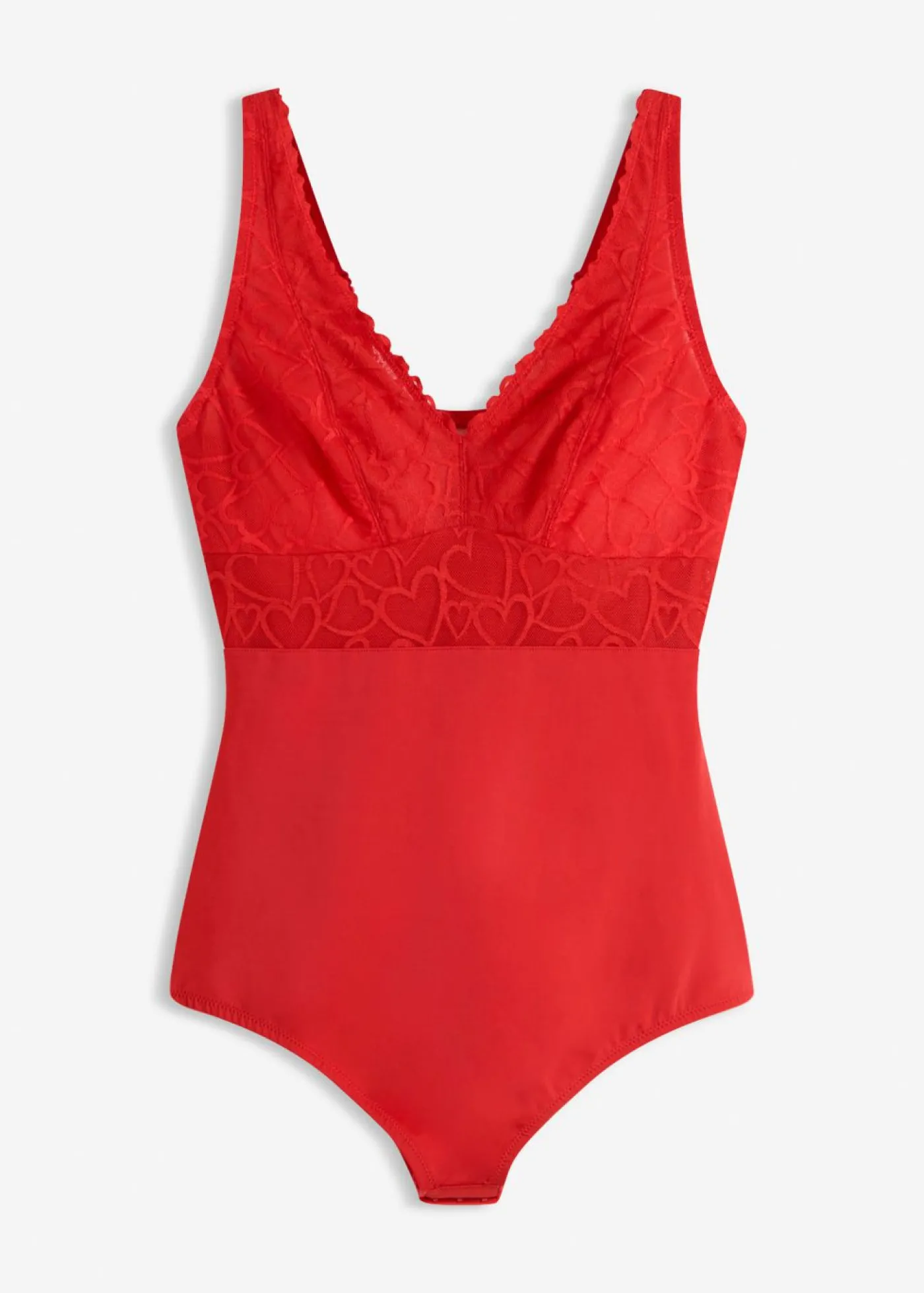 bonprix bonprix Body con efecto moldeador medio y encaje de corazones Rojo salsa Outlet