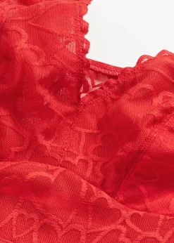 bonprix bonprix Body con efecto moldeador medio y encaje de corazones Rojo salsa Outlet