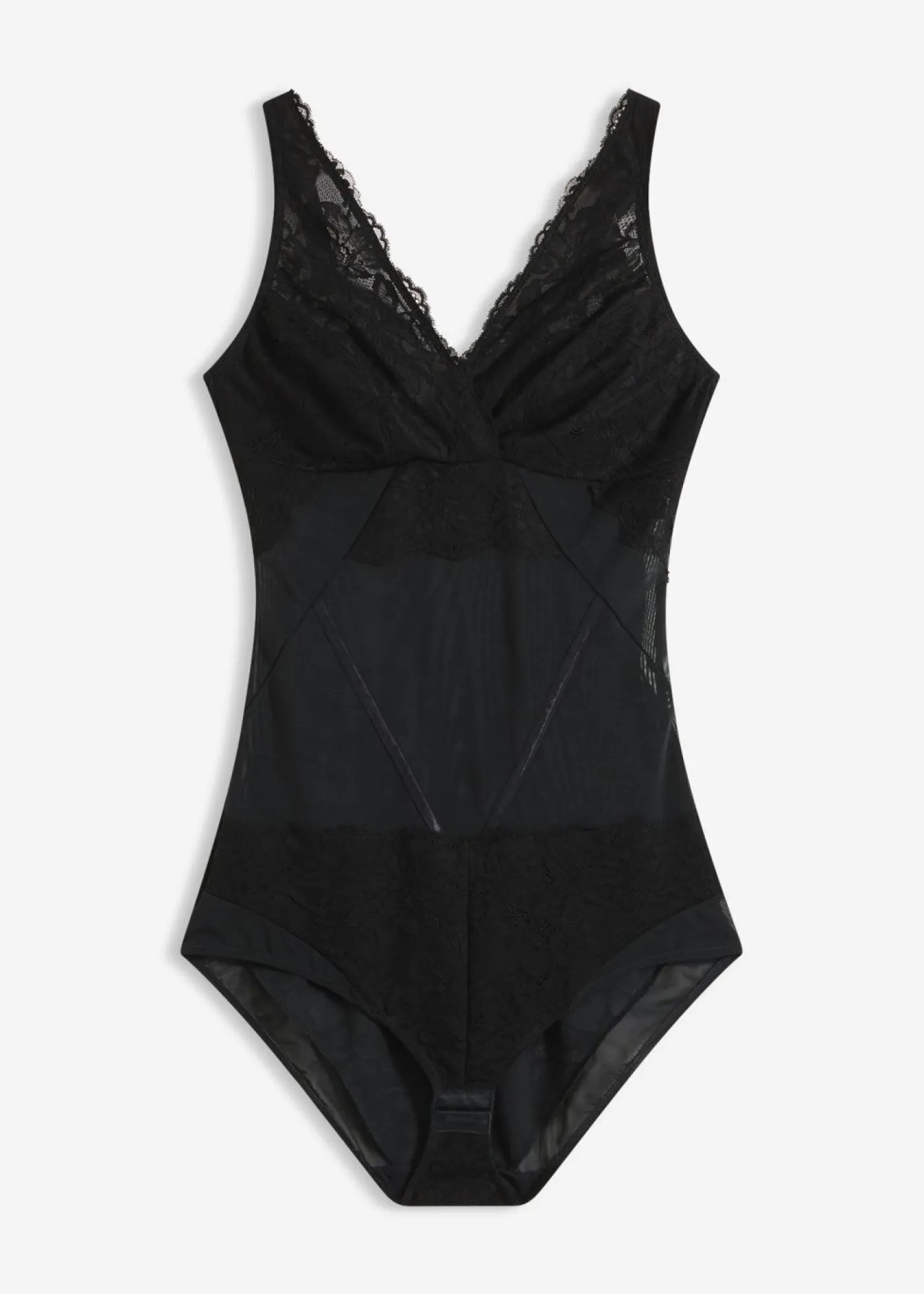 bonprix bonprix Body con ligero efecto moldeador y encaje Negro Outlet
