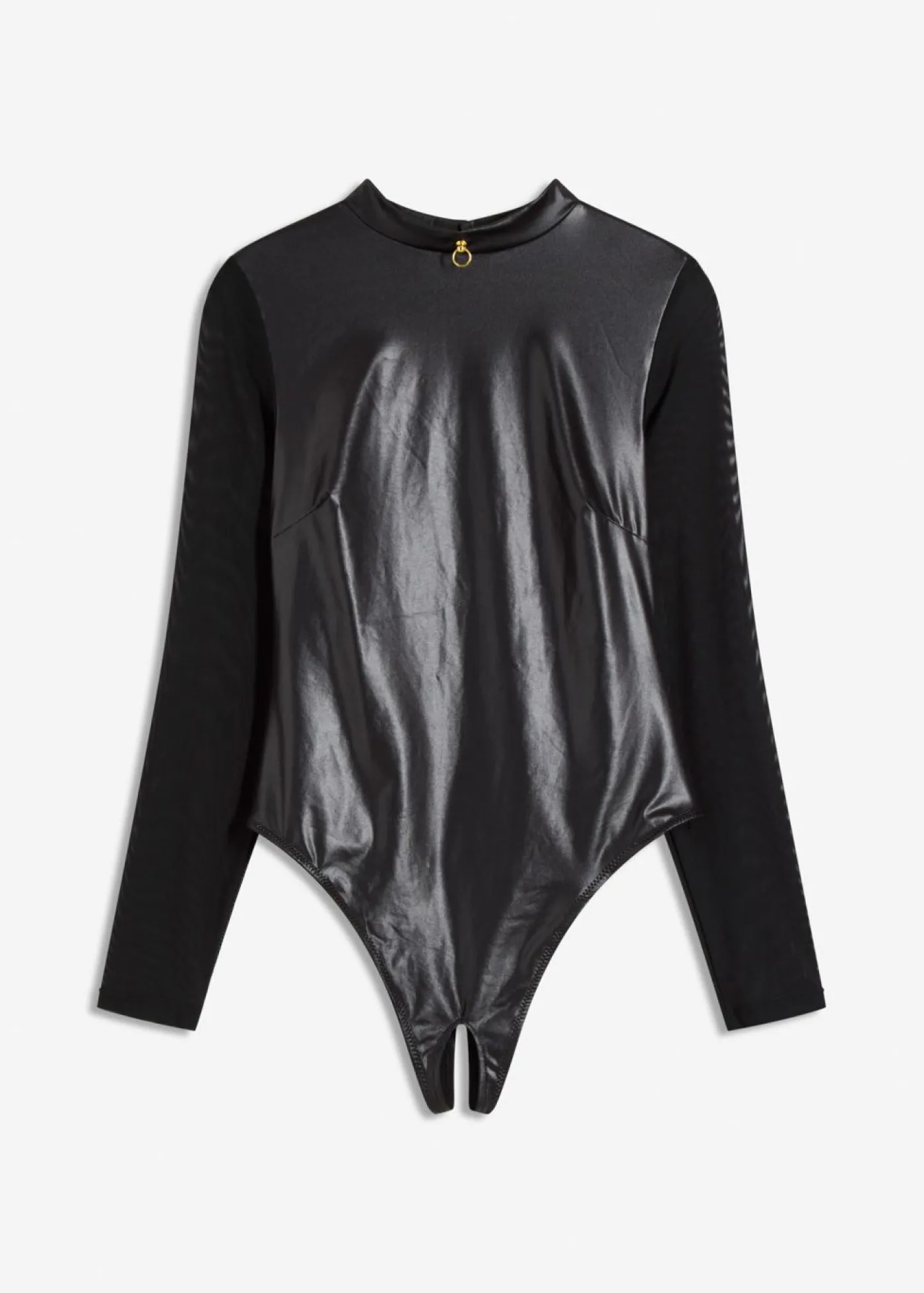 bonprix bonprix Body con tanga con abertura y efecto mojado Negro Outlet