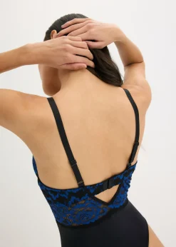 bonprix bonprix Body con tanga de encaje Negro-azul oscuro