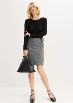 bonprix bonprix Body de encaje con superficie mullida Negro Hot