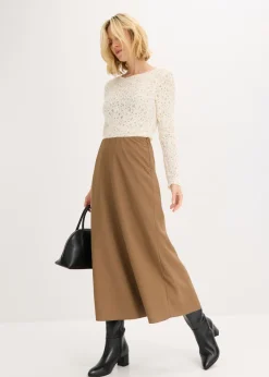 bonprix bonprix Body de encaje con superficie mullida Blanco-crema