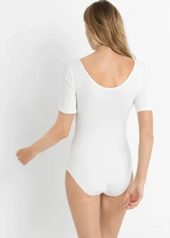 bonprix bonprix Body de media manga con algodón Blanco Best