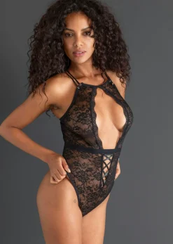 bonprix VENUS Body de tanga con abertura Negro Sale