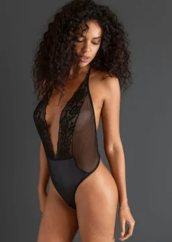 bonprix VENUS Body de tanga con abertura Negro Sale