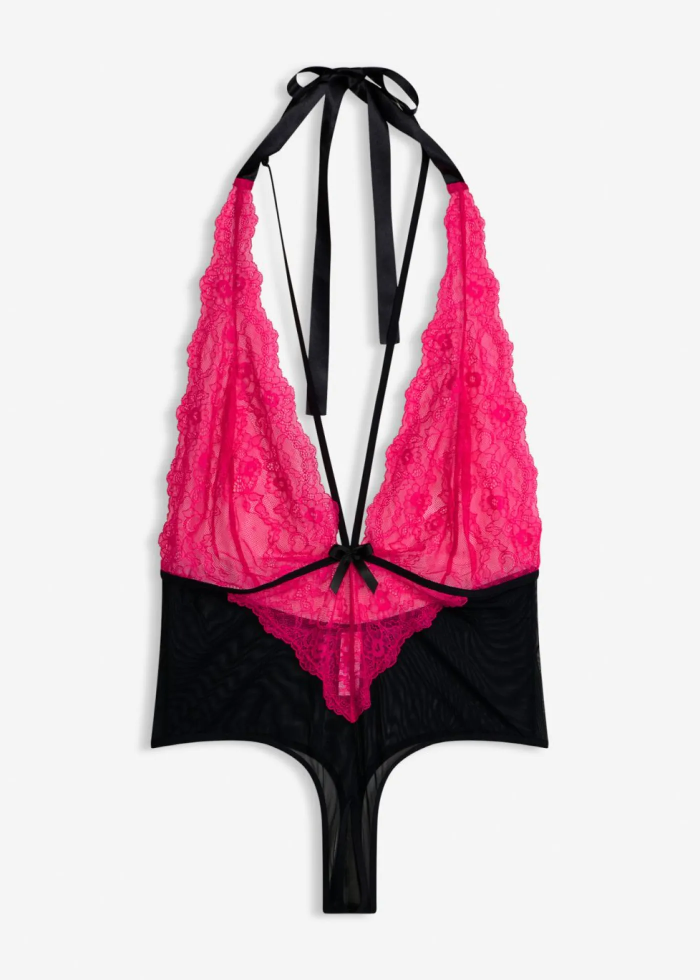 bonprix VENUS Body de tanga con abertura Negro-rosa oscuro Outlet