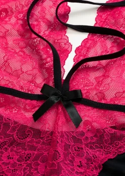 bonprix VENUS Body de tanga con abertura Negro-rosa oscuro Outlet