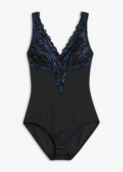 bonprix bonprix Body decorado con efecto moldeador medio Negro-multilúrex Clearance