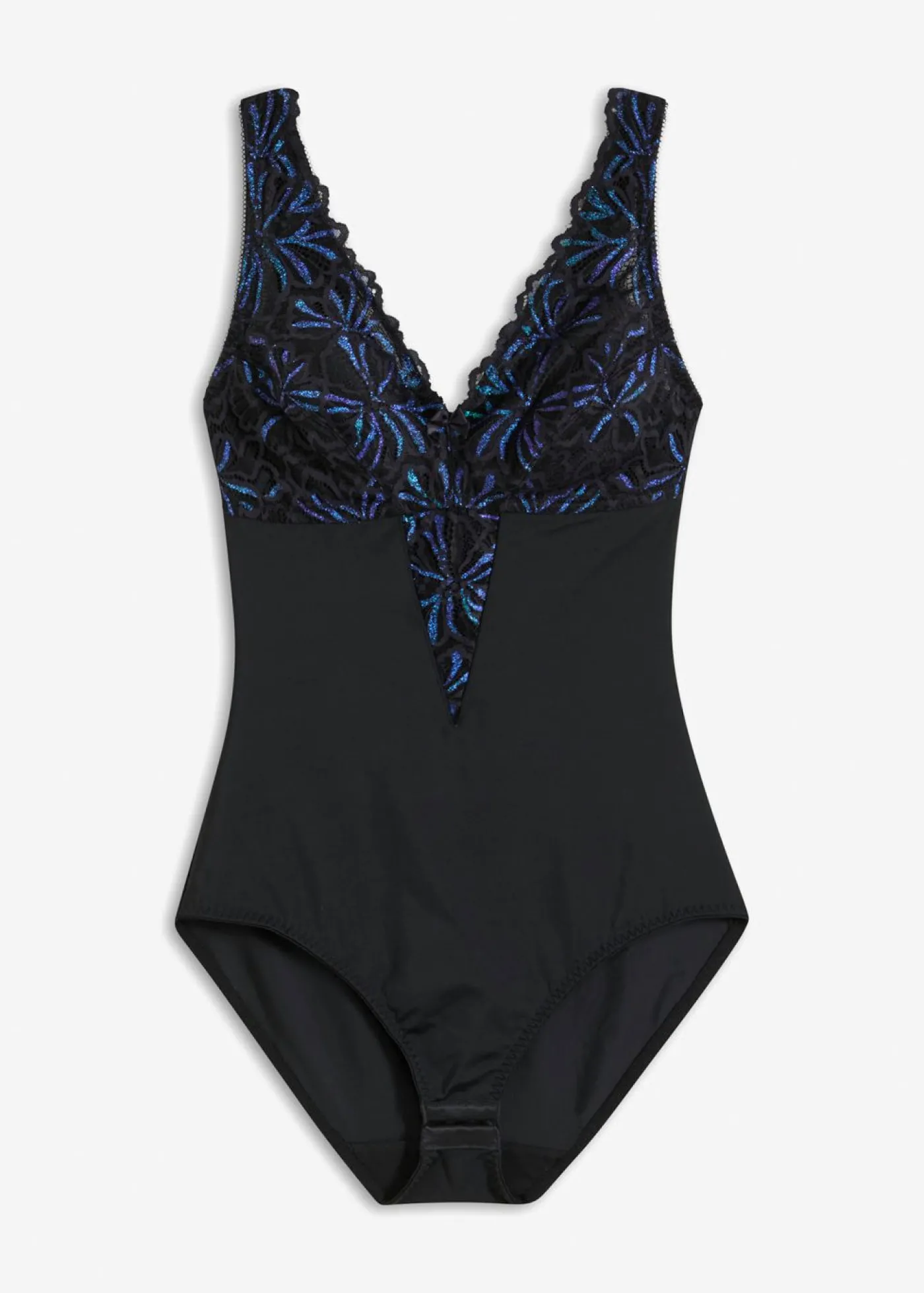 bonprix bonprix Body decorado con efecto moldeador medio Negro-multilúrex Clearance