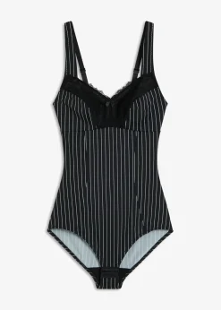 bonprix bonprix Body moldeador sin aros con efecto moldeador medio negro-blanco lana con rayas Discount