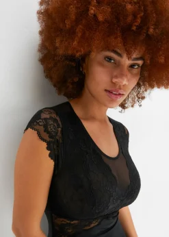 bonprix bonprix Body sin aros con encaje delicado Negro Hot