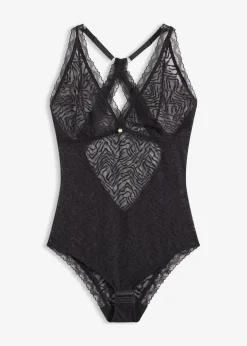bonprix bonprix Body sin aros con encaje delicado Negro Discount