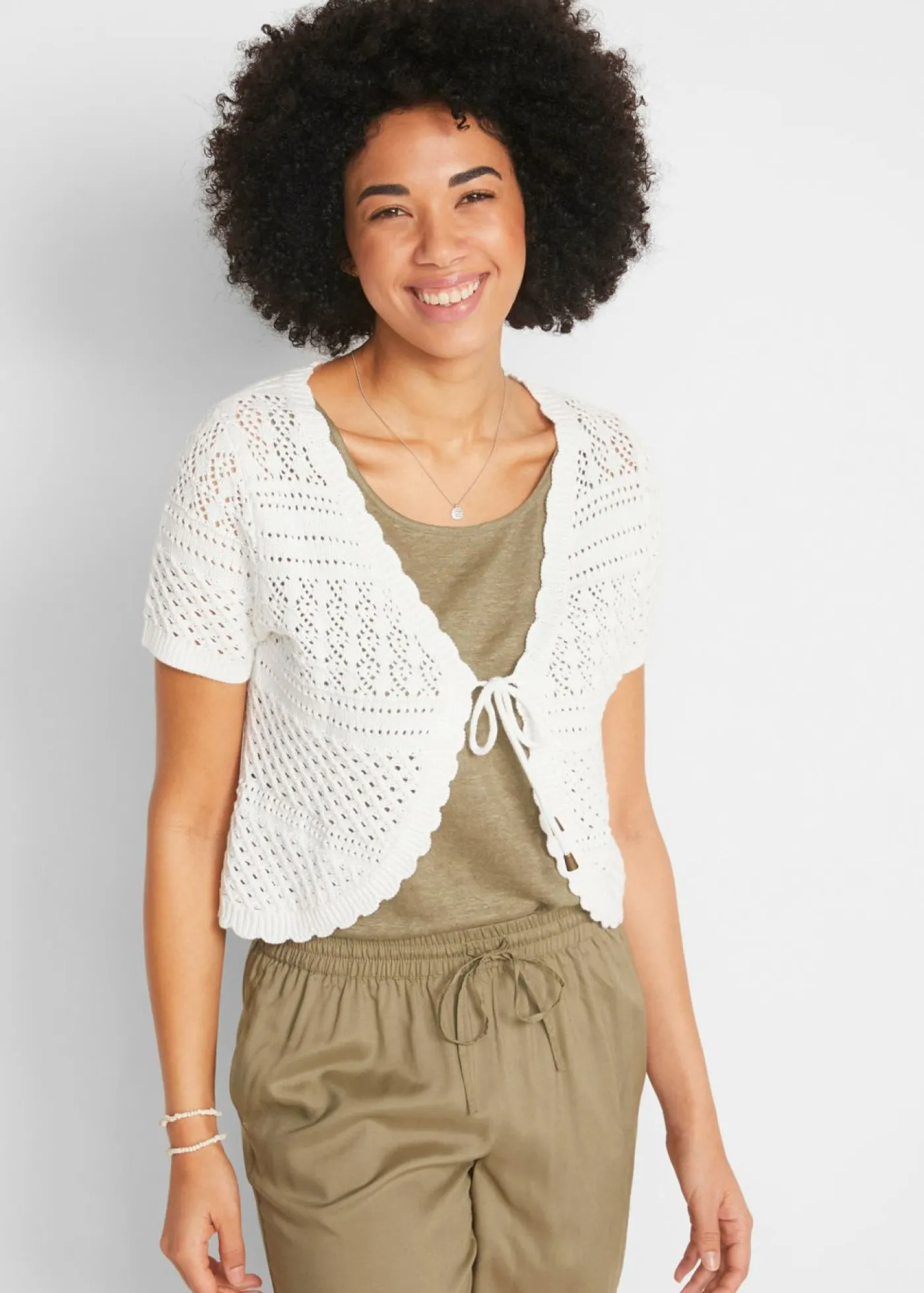 bonprix bonprix Bolero corto de ganchillo Blanco Sale