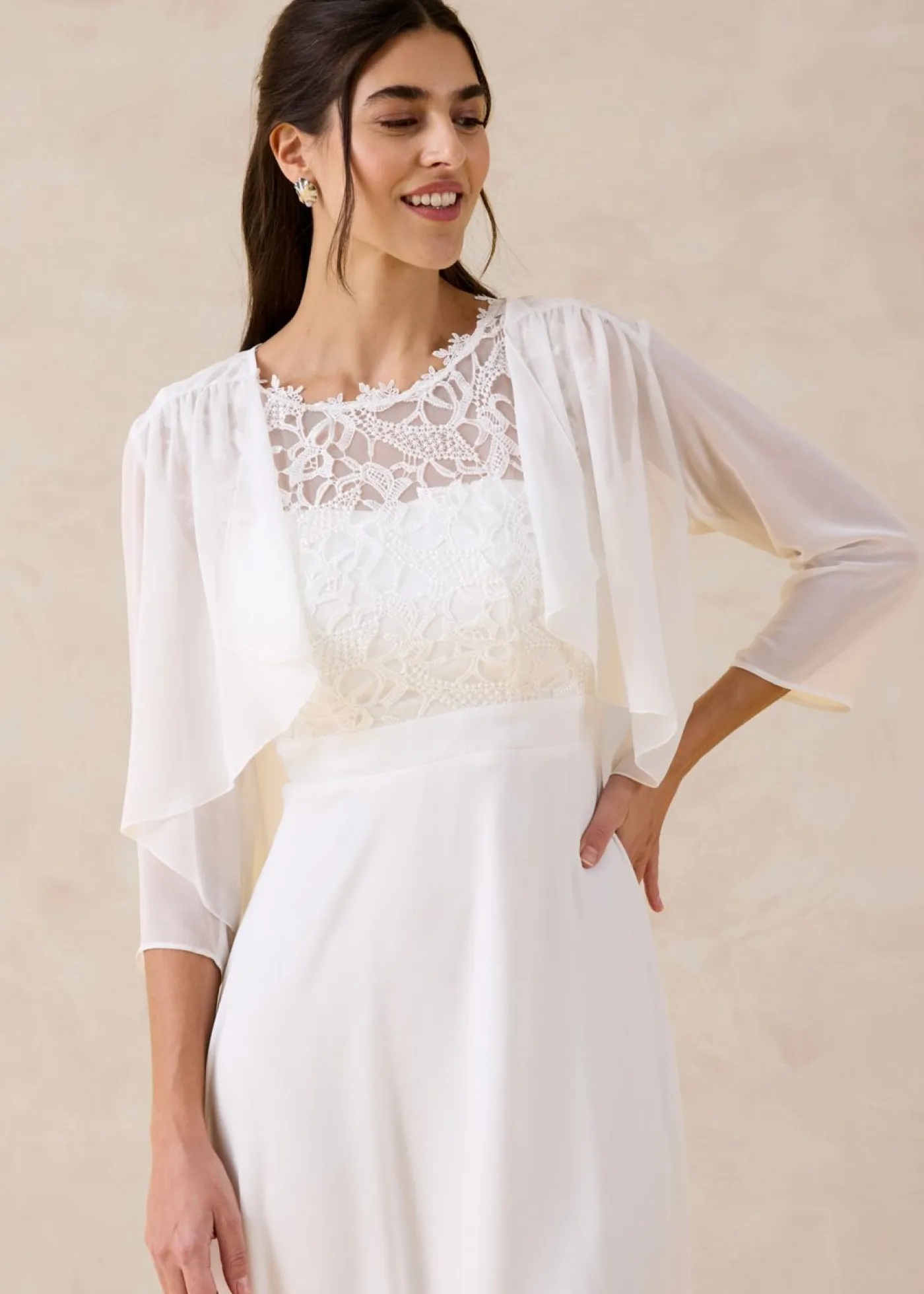 bonprix bonprix Bolero de gasa fina Blanco lana Online