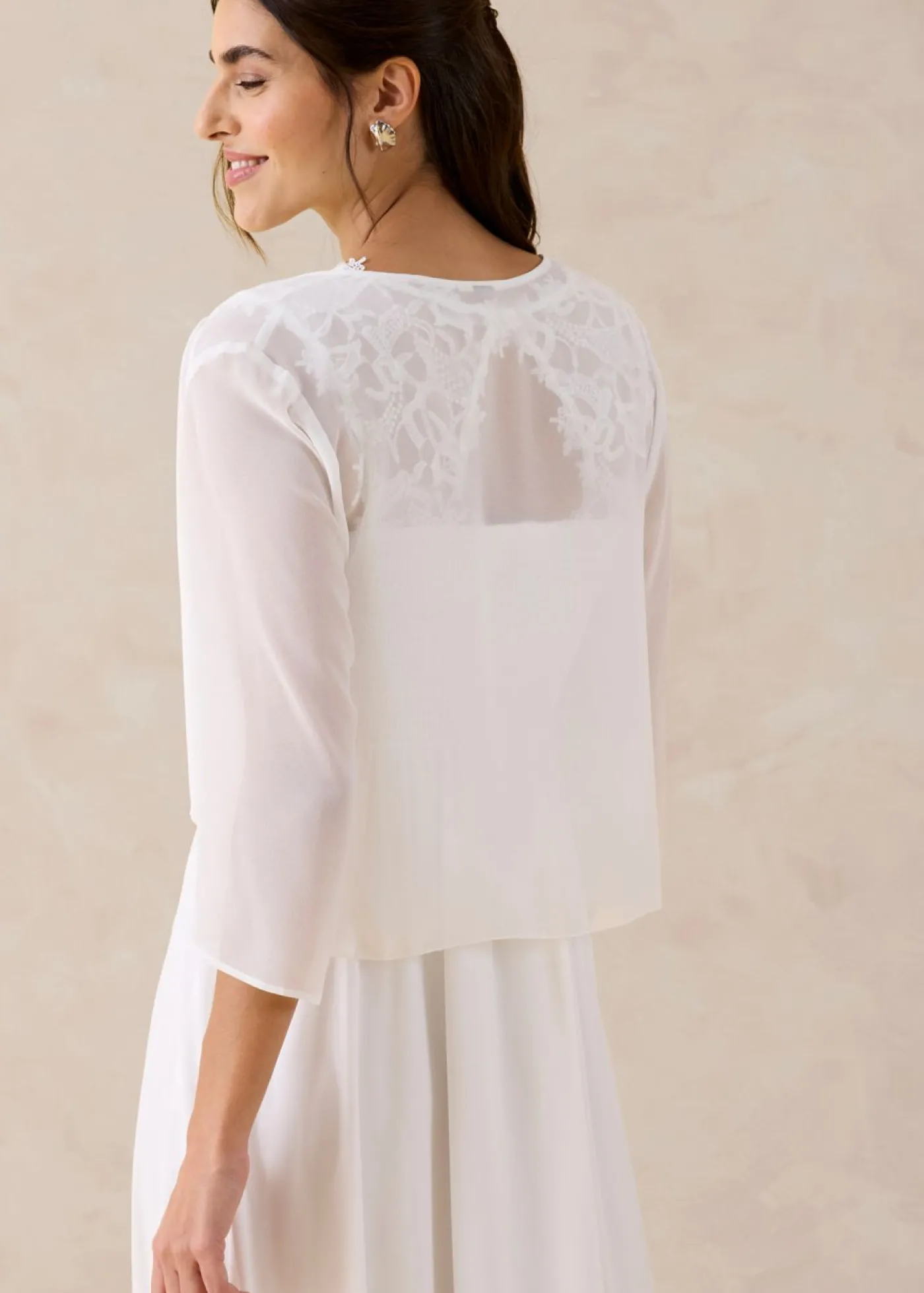 bonprix bonprix Bolero de gasa fina Blanco lana Online