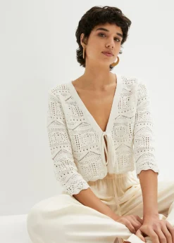 bonprix bonprix Bolero de punto ajour Blanco