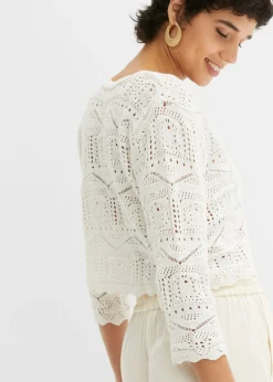bonprix bonprix Bolero de punto ajour Blanco