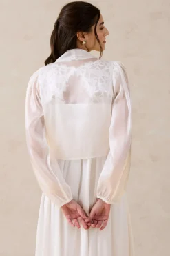 bonprix bonprix Bolero de tul fino con detalle de lazo Blanco lana Sale