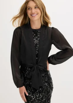 bonprix bonprix Bolero de tul fino con detalle de lazo Negro New